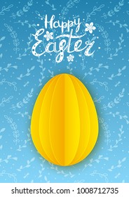 Easter greeting card with papercut egg