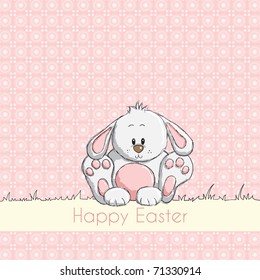 Easter greeting card - Pink cute bunny