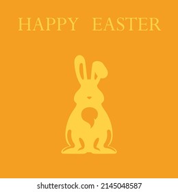 Ostergrußkarte mit Kaninchen. Osterhase in Sitzposition. Vektorgrafik im Flachstil. Design-Elemente für Grußkarten und Einladungskarten, Banner, Poster, Werbung, Farbbuch