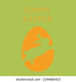 Tarjeta de saludo de Pascua con silueta de conejo. Elementos de diseño para la venta de Semana Santa, publicidad, banner, tarjeta de invitación. Ilustración vectorial en un estilo plano. Espacio vacío para texto. Bunny en un salto