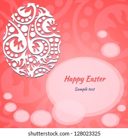 Easter greeting card with a red background