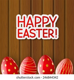 Easter greeting card with red eggs