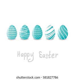 easter greeting card with a row of 5 eggs