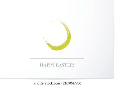 Easter greeting card in simple clean minimalist style. Green easter egg on white background