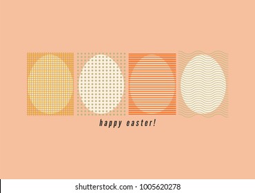 Easter greeting card with stylized ornamental eggs. Vector illustration.