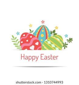 Easter greeting card template with colored ornate egg