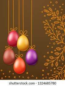 Easter greeting card template. Holiday vector banner