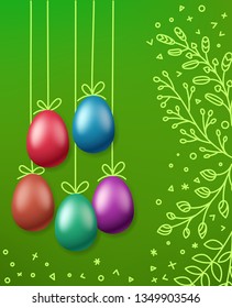 Easter greeting card template. Holiday vector banner