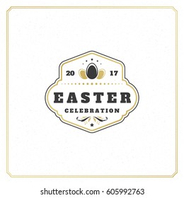 Easter Greeting card text template and badge vector design element Happy Easter typography message vintage style.