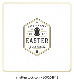 Easter Greeting card text template and badge vector design element Happy Easter typography message vintage style.