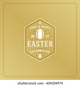 Easter Greeting card text template and badge vector design element Happy Easter typography message vintage style.