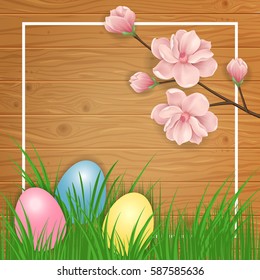 Easter Greeting Card With Twig and Eggs