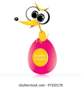 easter greeting card. vector illustration of dog with easter egg. dog playing with easter egg.
