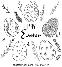 Easter greeting card. Vector illustrations. Hand-drawn.