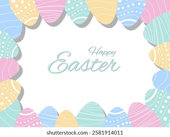 Easter greeting cards with text. Easter Background template with Colorful Painted Easter Eggs.Easter eggs with different texture. Vector illustration eps 10