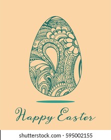 Easter greeting with colorful hand drawn egg.
Vector illustration