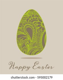 Easter greeting with colorful hand drawn egg.
Vector illustration