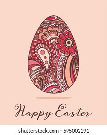 Easter greeting with colorful hand drawn egg.
Vector illustration