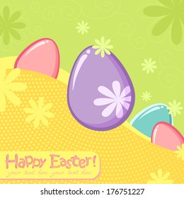 Easter greeting decorative postcard with different eggs