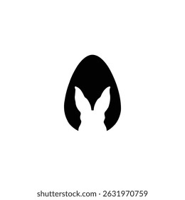 Easter Greeting Egg Silhouette. Holiday Egg Icon Isolated on White Background.