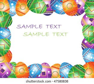 Easter greeting frame. Bright greeting card.