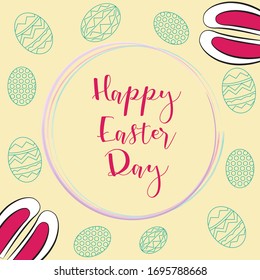 Ilustración de saludo de Pascua, archivo vector eps, conejito y huevos