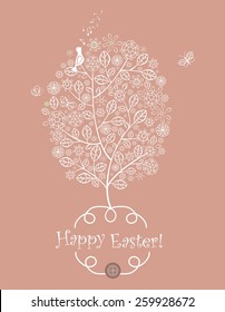 Saludo de Pascua con árbol de encaje