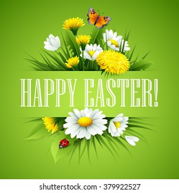 Easter greeting. Lettering Flower Egg. Vector illustration EPS10