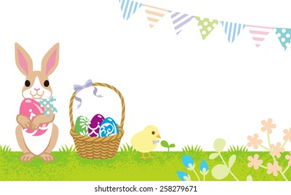 Easter greeting, Rabbit and Chick