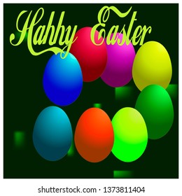 Easter greeting set,colorful eggs