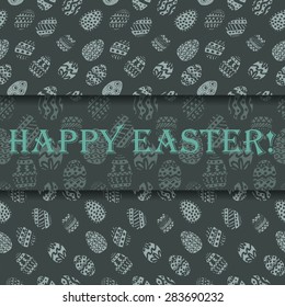 Easter greeting template with seamless patterns made with hand drawn elements