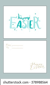 Easter greetings card with handwriting easter word.  Vector card design.