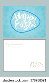 Easter greetings card with handwriting easter word.  Vector card design.