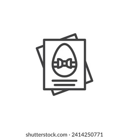 Easter Greetings Card line icon. linear style sign for mobile concept and web design. Greeting card with Easter egg outline vector icon. Symbol, logo illustration. Vector graphics