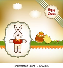 Easter greetings card with rabbit