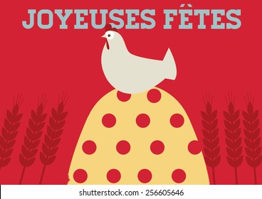 Easter greetings design element/ happy holiday in french.