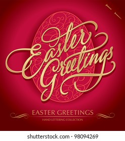 EASTER GREETINGS hand lettering - handmade calligraphy; vector illustration (eps8);