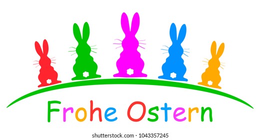 Easter greetings with rabbits – stock vector