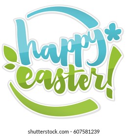 Easter Greetings Typographical Greeting Card. Hand Lettering, Calligraphy Vector Illustration.