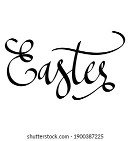 La caligrafía dibujada por la mano de Pascua y la escritura de bolígrafos en el feliz Día de Pascua