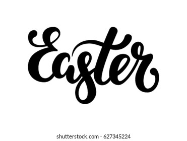Easter Hand drawn calligraphy and brush pen lettering. design for holiday greeting card and invitation of the happy Easter day