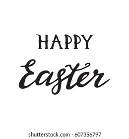 Easter hand drawn calligraphy, handwriting lettering, design holiday symbol.