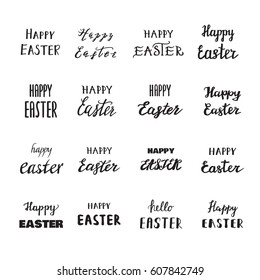 Easter hand drawn calligraphy, handwriting lettering, design holiday symbol.