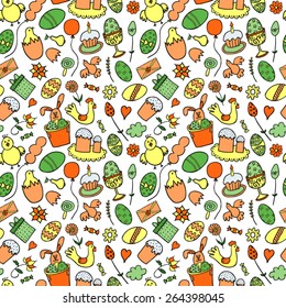 Easter hand drawn cartoon color seamless