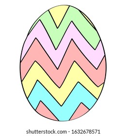 Easter hand drawn decorative ornate egg isolated on white background. Doodle cute vector element. Colored cartoon egg sign. Greeting card design, easter stickers, wrapping paper, pattern elements.