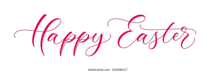 Easter hand drawn lettering. Design text isolated on white for postcard, poster, banner design element. Happy Easter script calligraphy. Holiday lettering design.