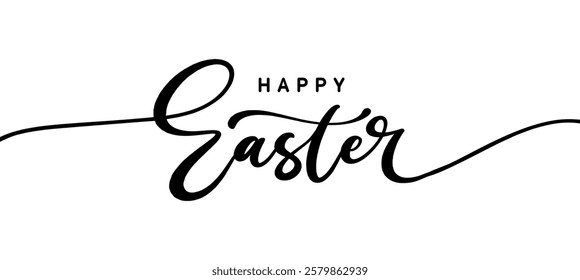 Easter hand drawn lettering design. Holiday calligraphic handwritten text. Happy Easter hand lettering.