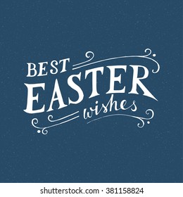 Easter hand drawn lettering on blue background