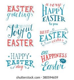 Easter hand drawn lettering set on white background