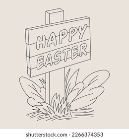 Línea de arte dibujada a mano de Pascua Ilustración para libro de coloración 